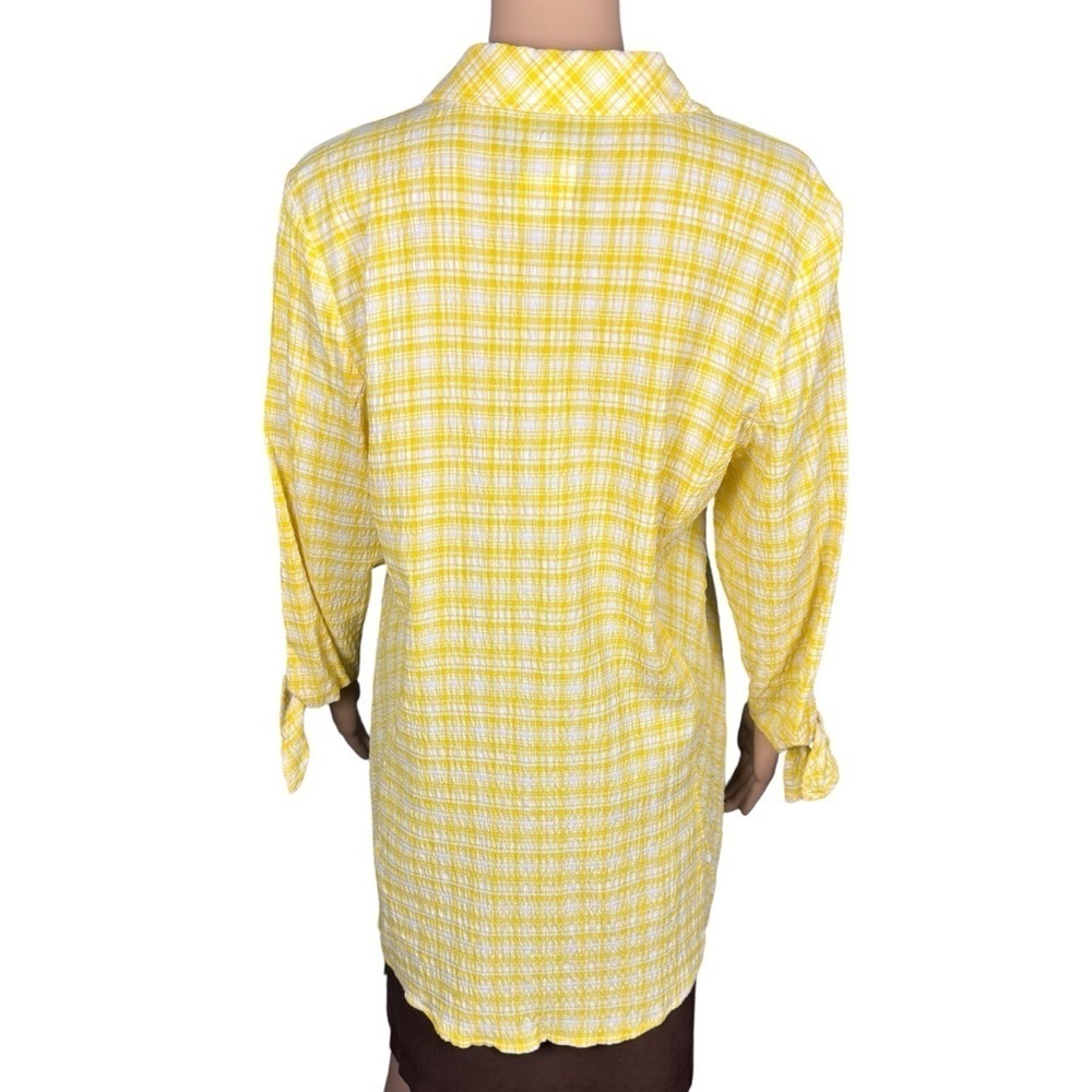 New Susan Graver Yarn Dyed Button Front Yellow Plaid Shirt A479195 Size S - Picture 3 of 12